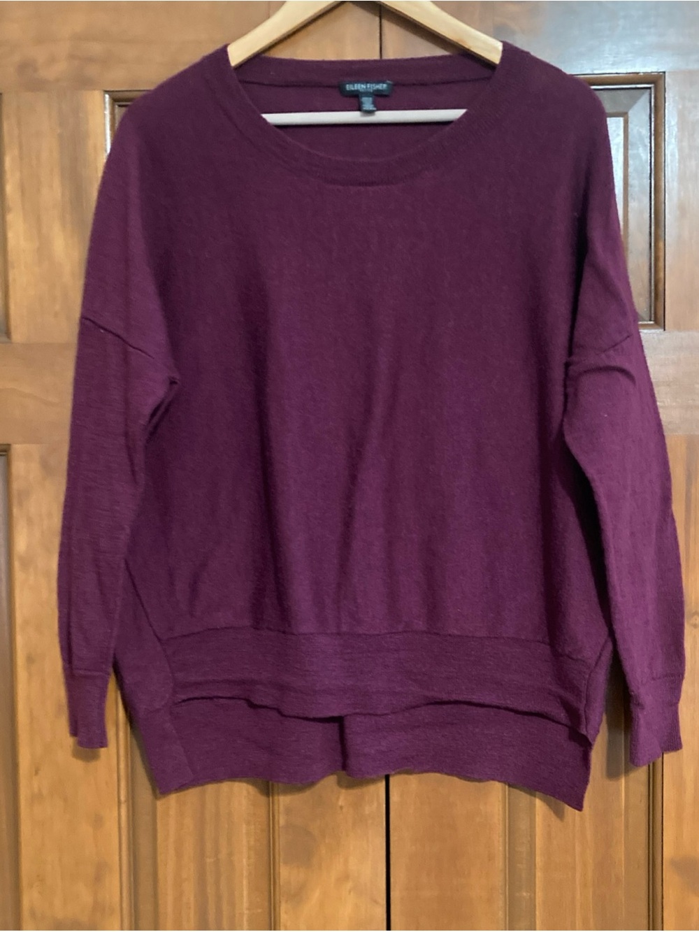 Eileen Fisher Plum Italian merino wool boxy sweater women’s medium petite
